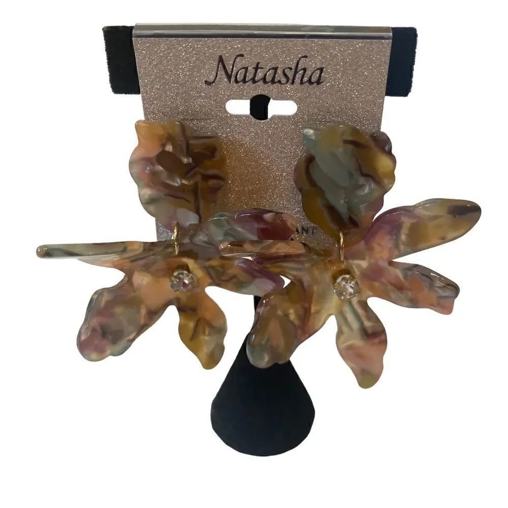 Natasha Large Acrylic Flower Post Earrings in Great Neutral Tones